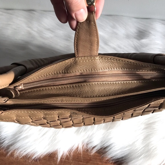 Gabay | Woven Leather Shoulder Bag Taupe w/Gold Orb - Picture 4 of 8